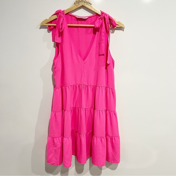 Revolve Amanda Uprichard Pink Tier Mini Dress Barbiecore - Picture 1 of 7